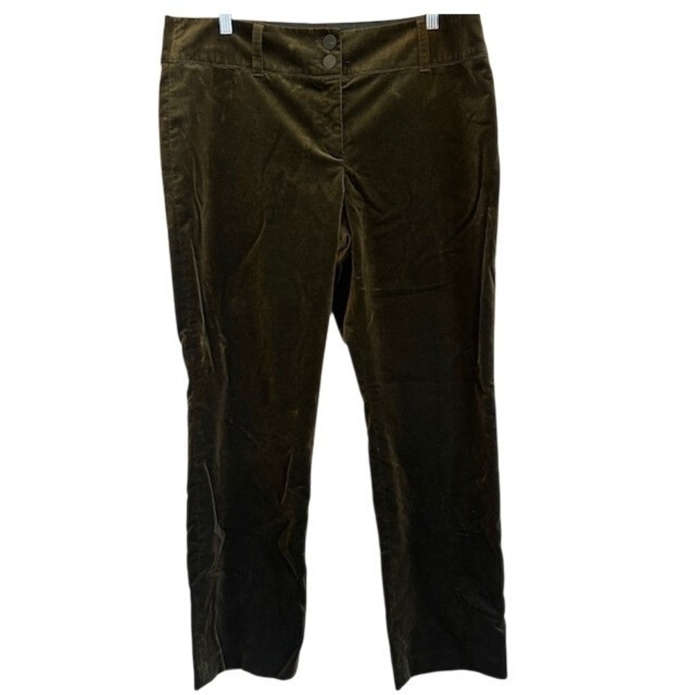 Ann Taylor Women's Dark Green Velour Velvet Lindsay Dress Pants 14